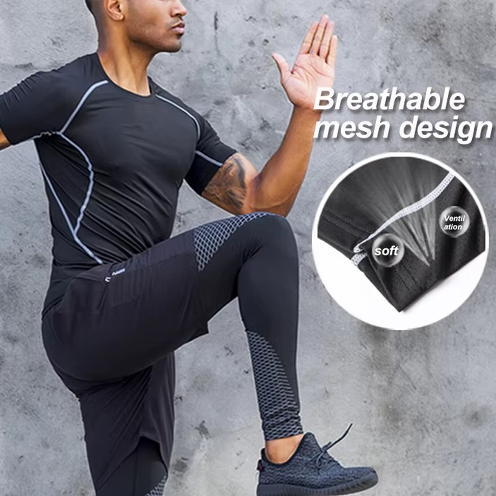 US Mens Breathable T Shirt Cool Dry Sports Running Performance Wicking Gym Top gallery