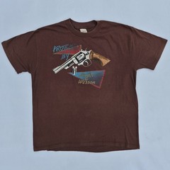 Vintage 80s Smith & Wesson Tshirt Gun Pistol Revolver Size XL Single Stitch