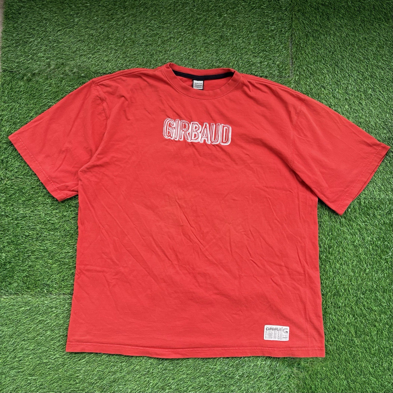 Vintage Marithe Francois Girbaud Embroidered T-Shirt Orange Mens XXL Hip Hop Y2K