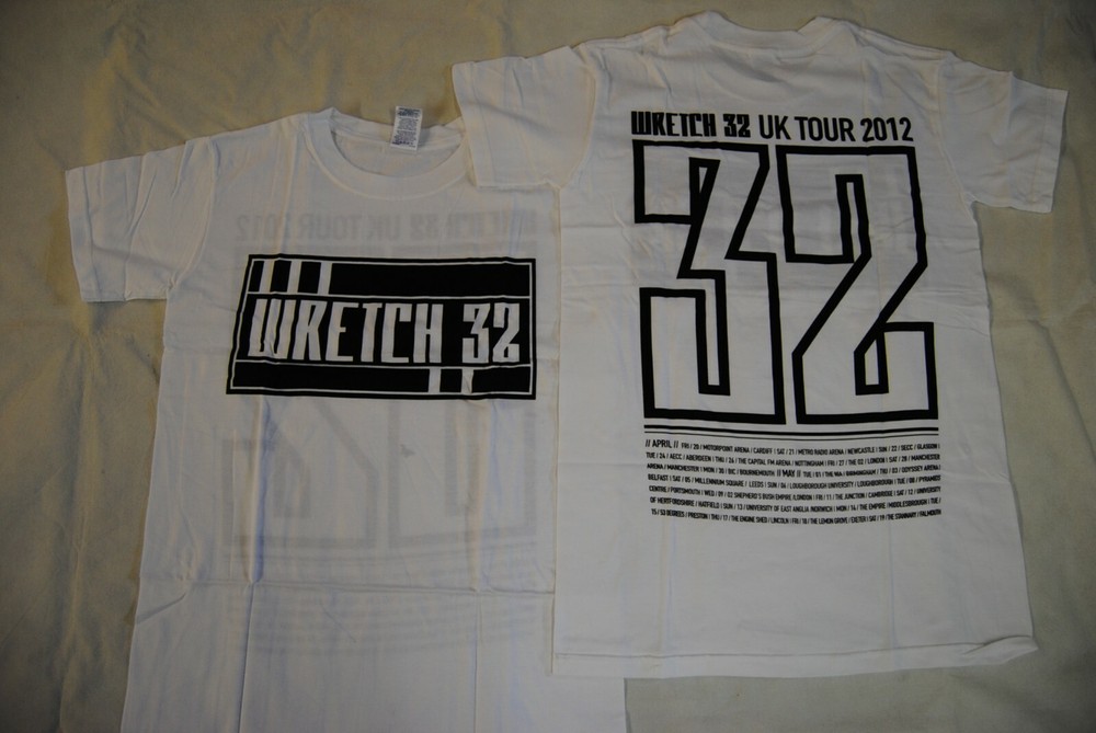 Wretch 32 Black Logo Tour 2012 White T Shirt New Official’ Don’T Go Grime FR32