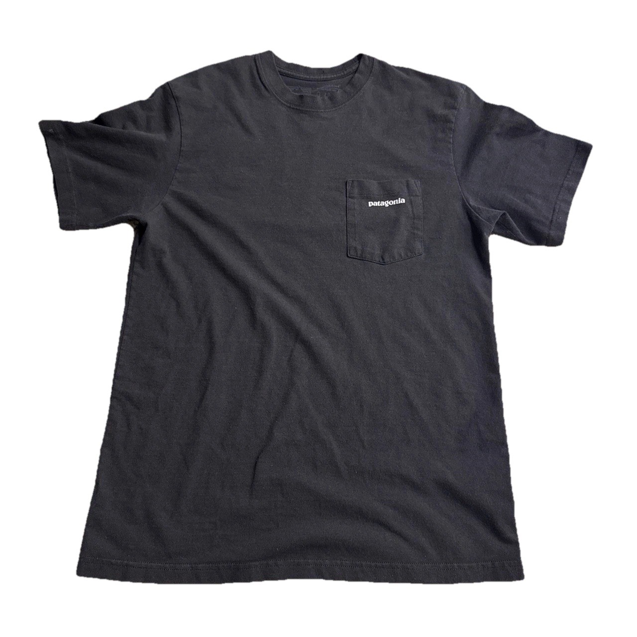 Patagonia Men’s S Black Cotton Knit Crewneck Pocket Logo Graphic T-Shirt gallery