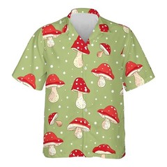 Mens Button Down Blue Psychedelic Mushroom Trippy Abstract Magic Fungus Festival