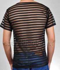Sexless Neutral Translucent Sheer Short-sleeve T-Shirt Striped Organza Tank Top