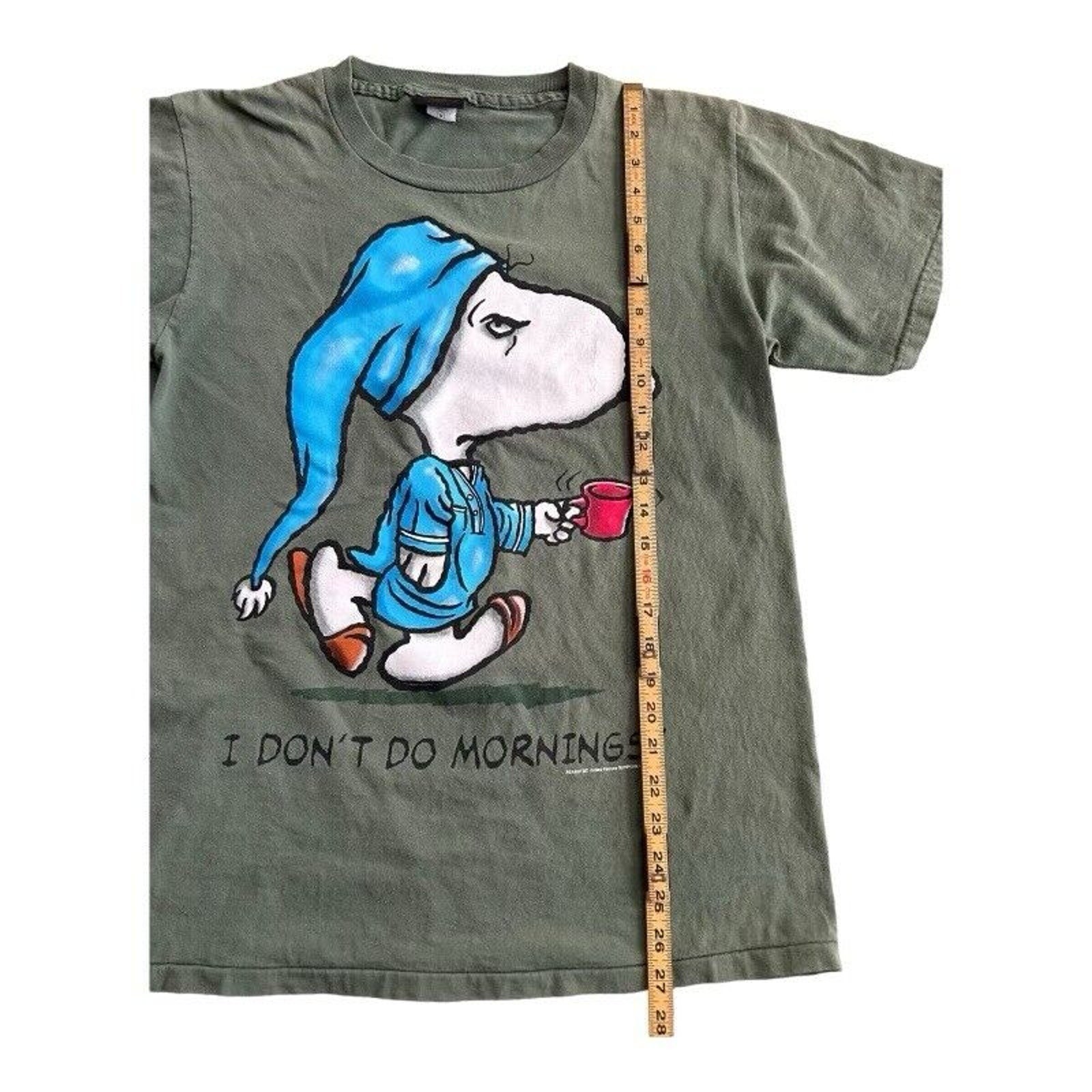 VTG Peanuts Snoopy I Don't Do Mornings Changes Med Single Stitch Bottom T Shirt gallery