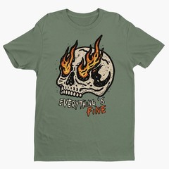Retro Everything Is Fine Skull Unisex T-shirt | Skull Lover Gifts for Men