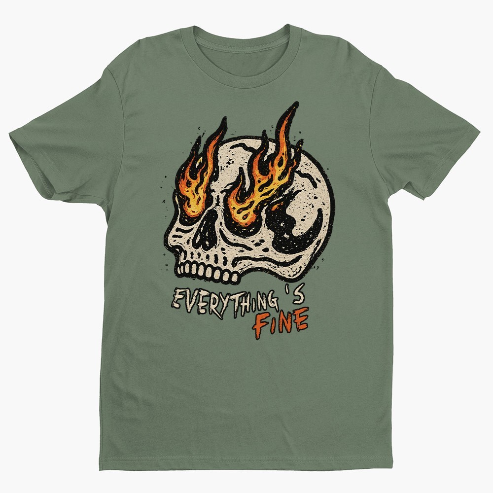 Retro Everything Is Fine Skull Unisex T-shirt | Skull Lover Gifts for Men gallery