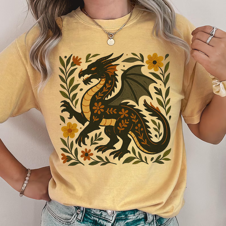 Folk Art Dragon Comfort Tee Mythical Creature Shirt Men Women gallery