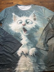 Fun Crazy Cat Poly Print Front And Back Graphics Size Xl