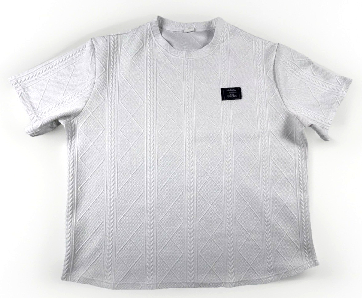 4 XL textured fabric t shirts shorts sleeve white gallery