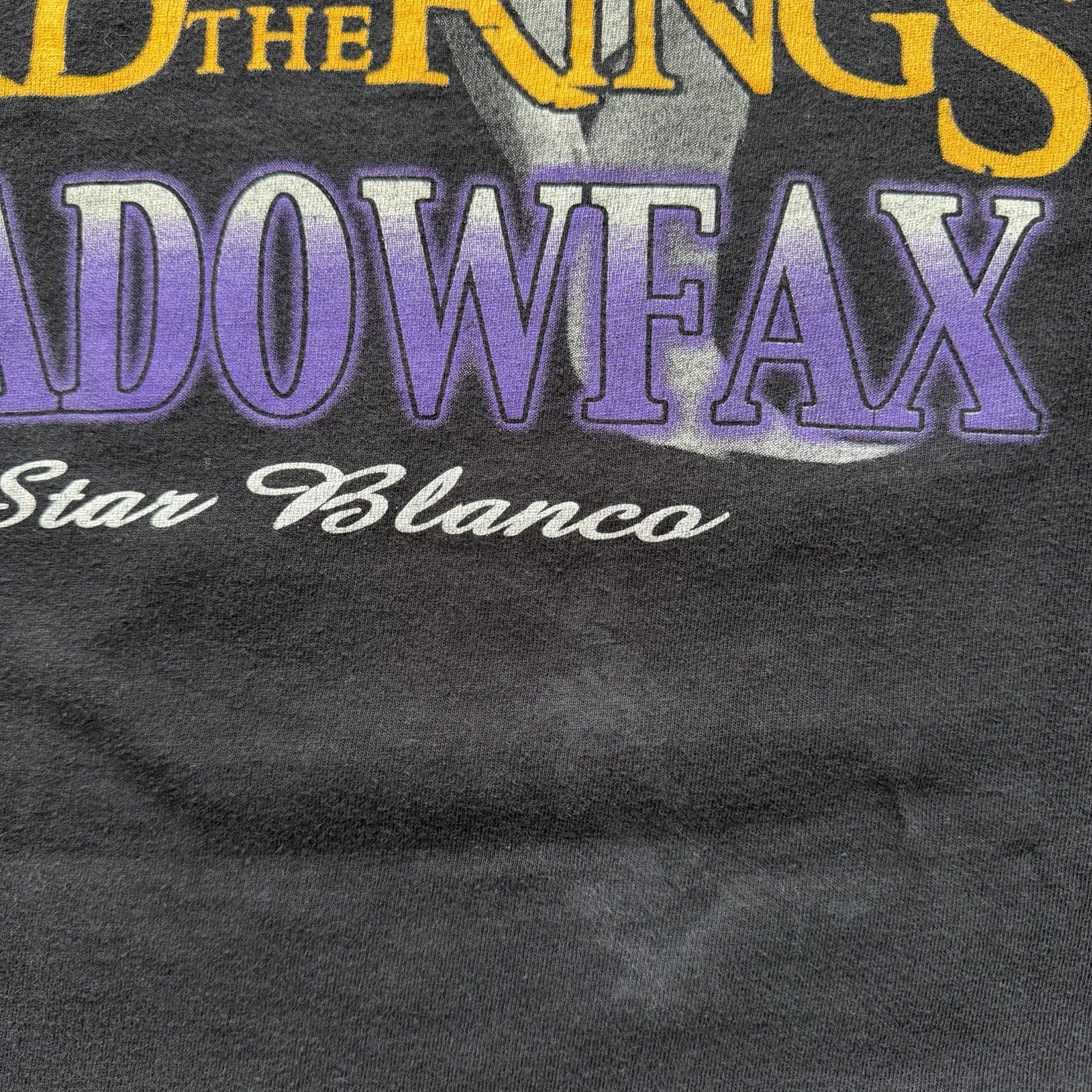 Vintage Y2K Mens L Black Lord Of The Rings Shadowfax Star Blanco Movie T-Shirt gallery