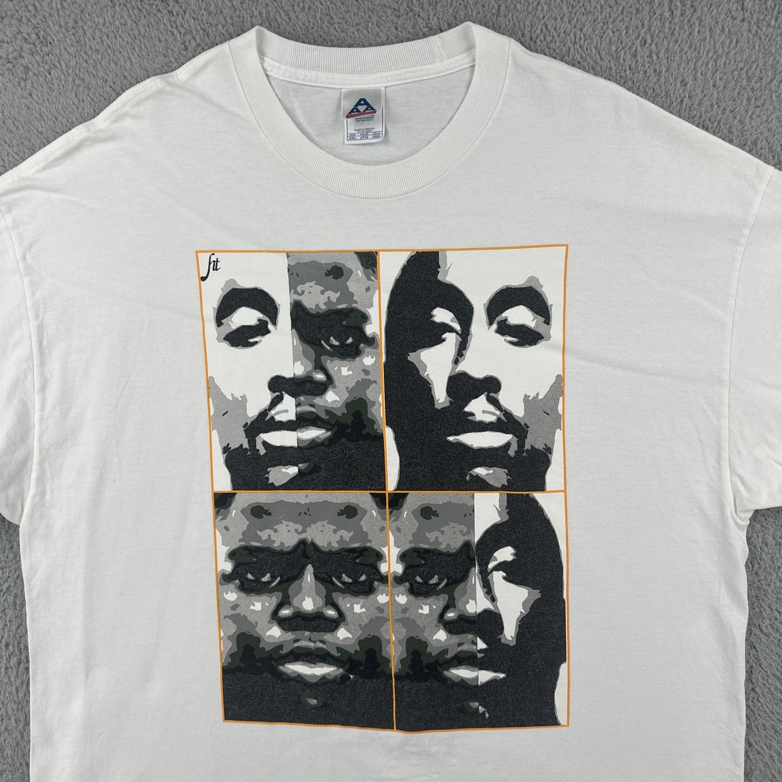 Vtg Alstyle Y2K Mens 2XL White T Shirt Tupac Notorious BIG Portrait Art Rap Tee gallery