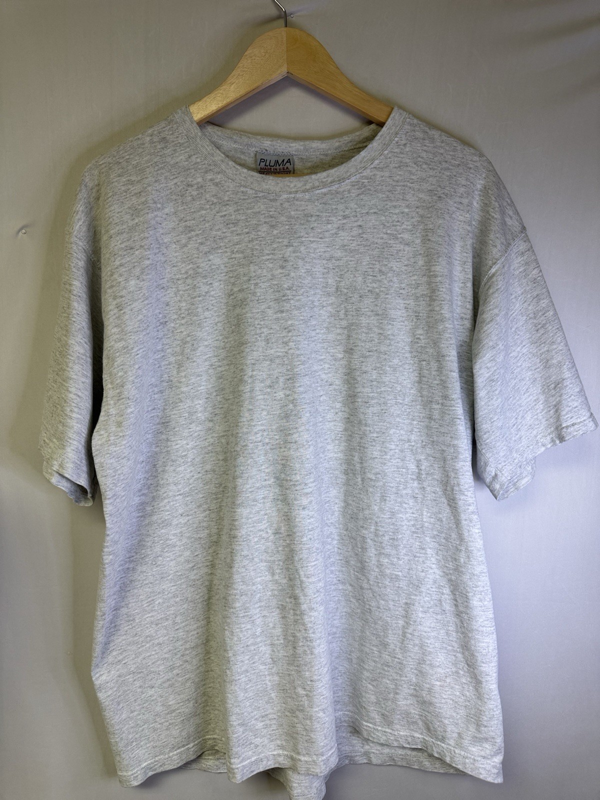 Vintage USA Blank T Shirt Single Stitch Gray L Heavyweight 90s Made USA gallery