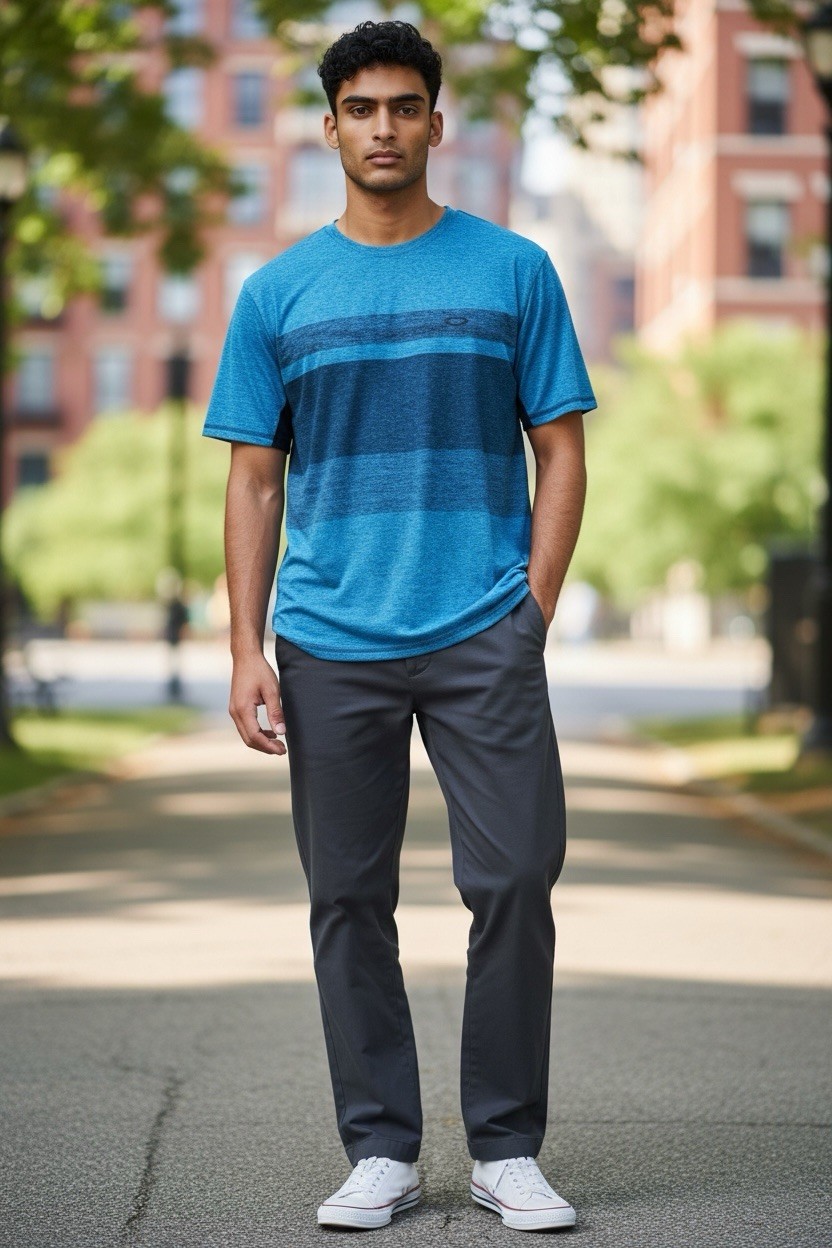 oakley t shirt large men Blue Sports Beach Casual Performance gallery