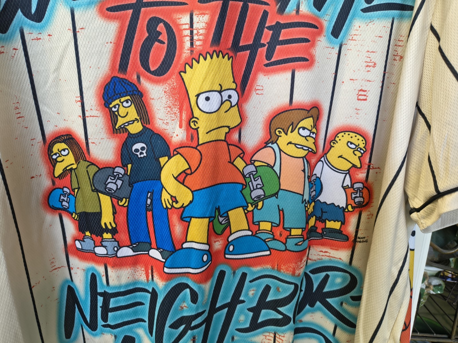 Men's 2X Bart Simpsons Baseball Jersey Welcome to the Hood (Missing Button) gallery