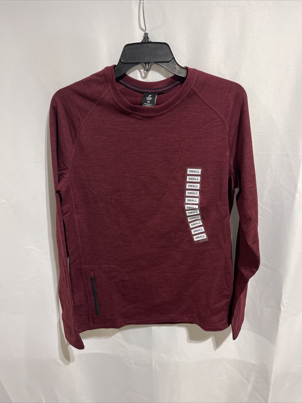 MEMBERS MARK Men's Long Sleeve Tech Fleece Crew Shirt Burgundy Size Small NEW gallery