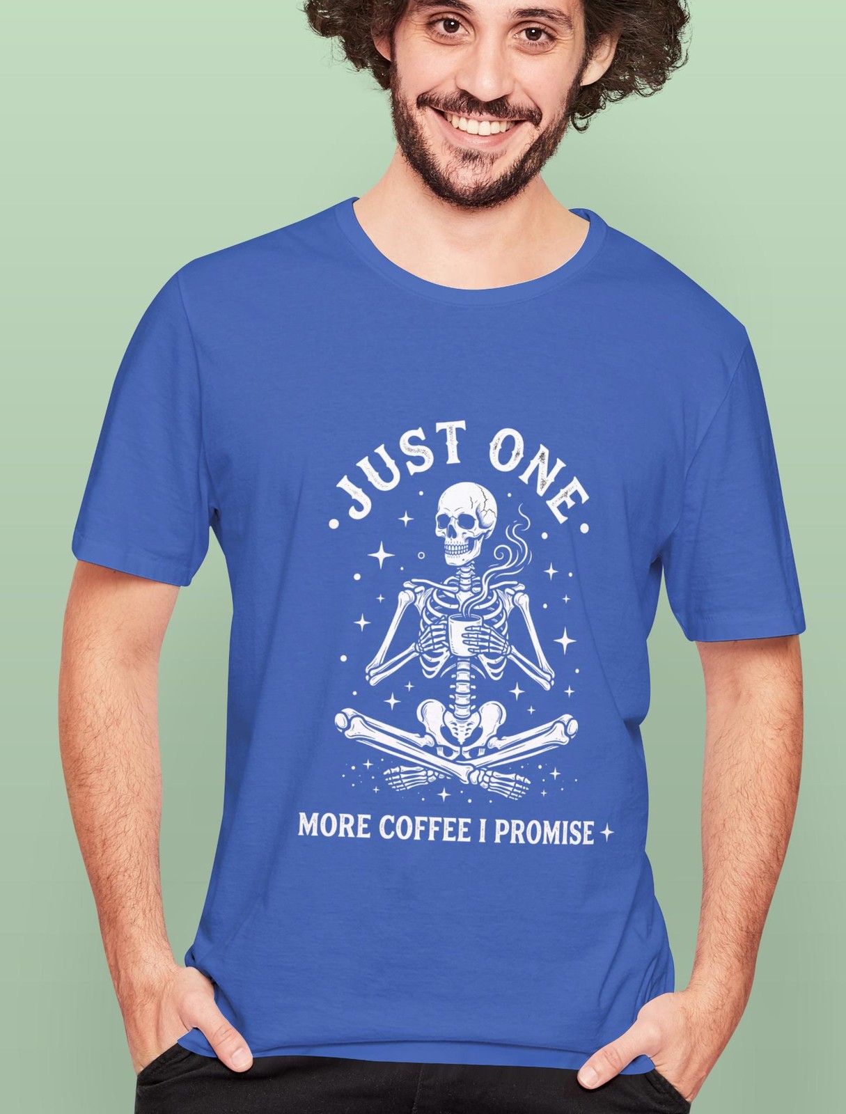 Just One More Coffee I Promise T-Shirt, Funny Skeleton Coffee Lover Tee, Spooky gallery