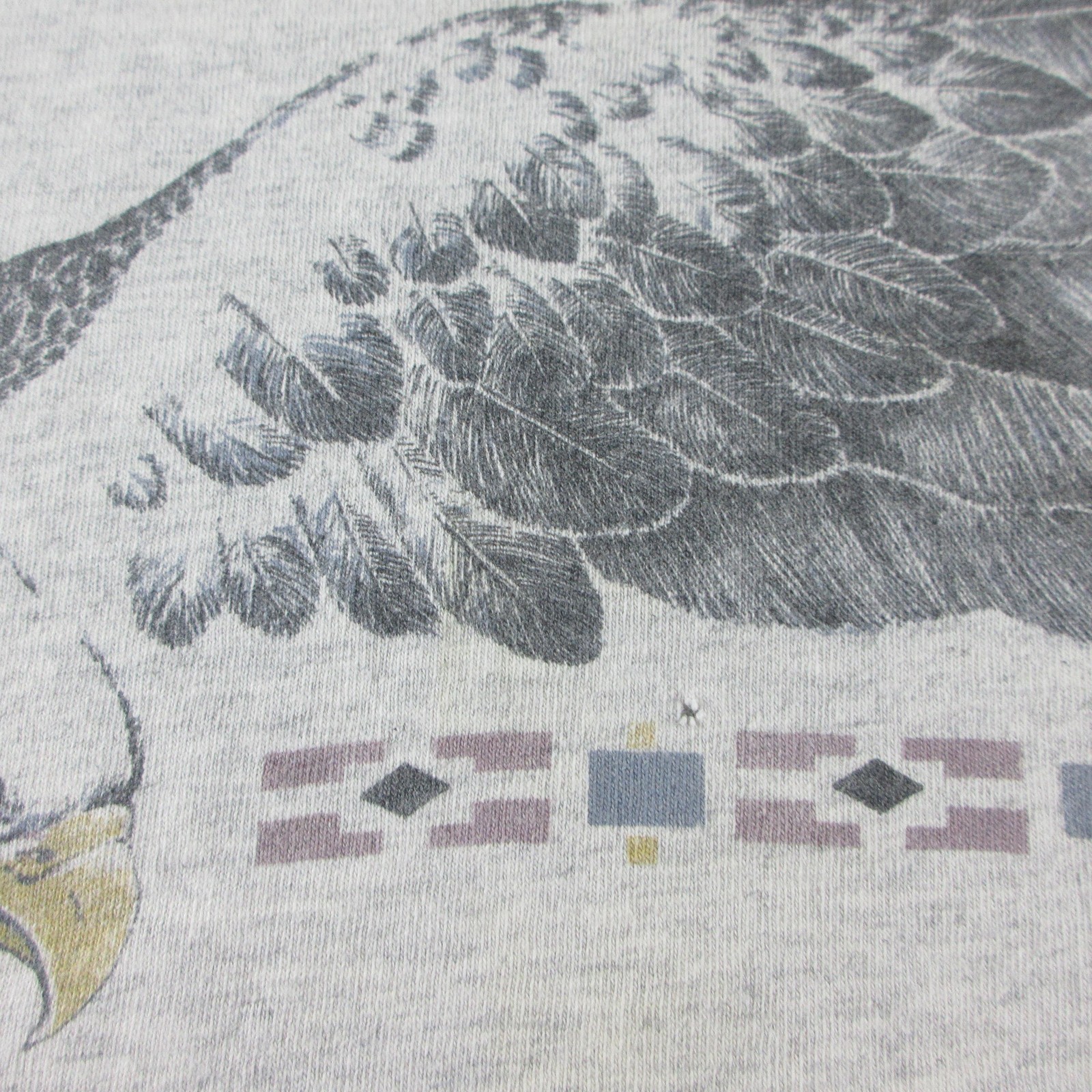 Vintage Wyoming Shirt Mens M Gray Eagle Feather Graphic Ringer Tee Made USA 90s gallery