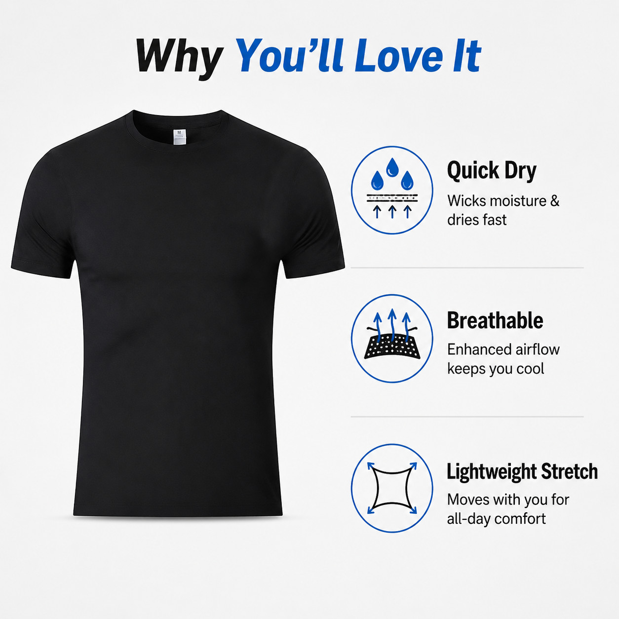 Unisex Moisture Wicking T Shirts 5 Pack Breathable Quick Dry Athletic Tee gallery