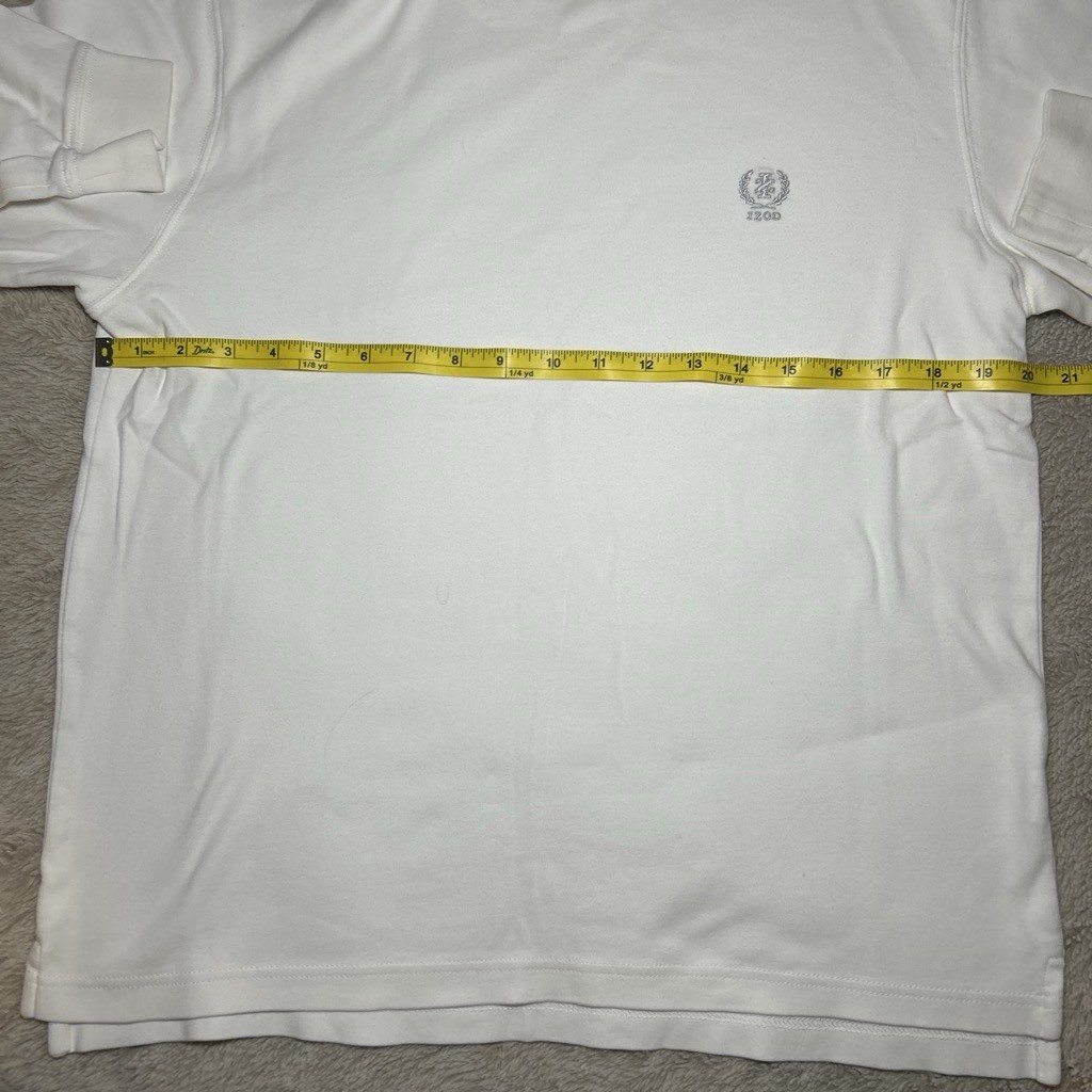 IZOD White Long Sleeve Mock Neck Shirt Mens Size Small 100% Cotton gallery