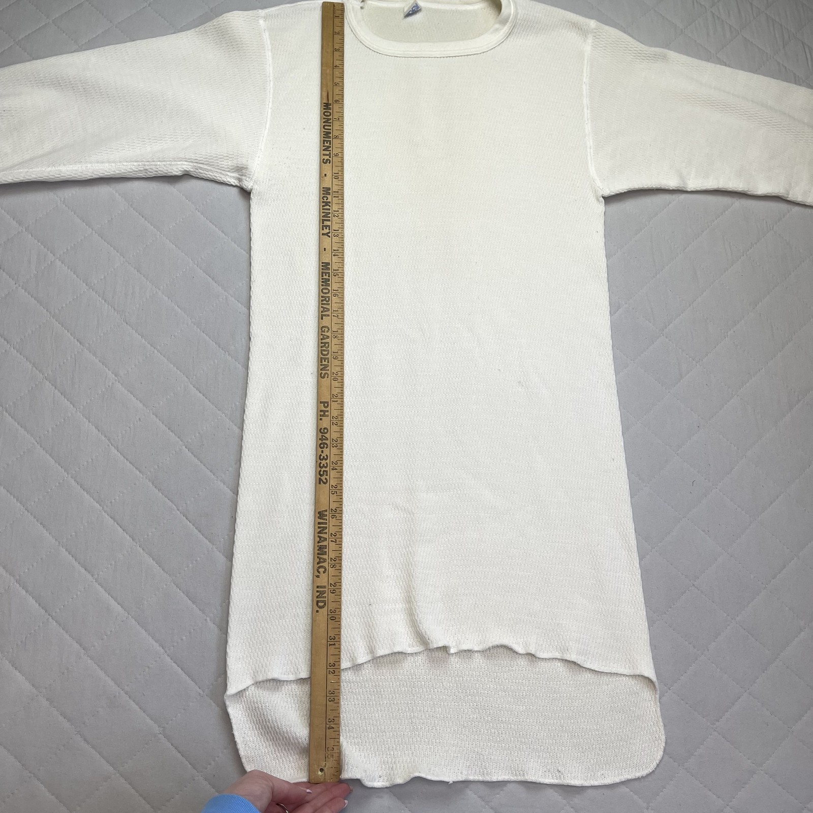 Vintage Hanes Long Johns Shirt Top Mens Large Lot 2 White Thermal USA Underwear gallery