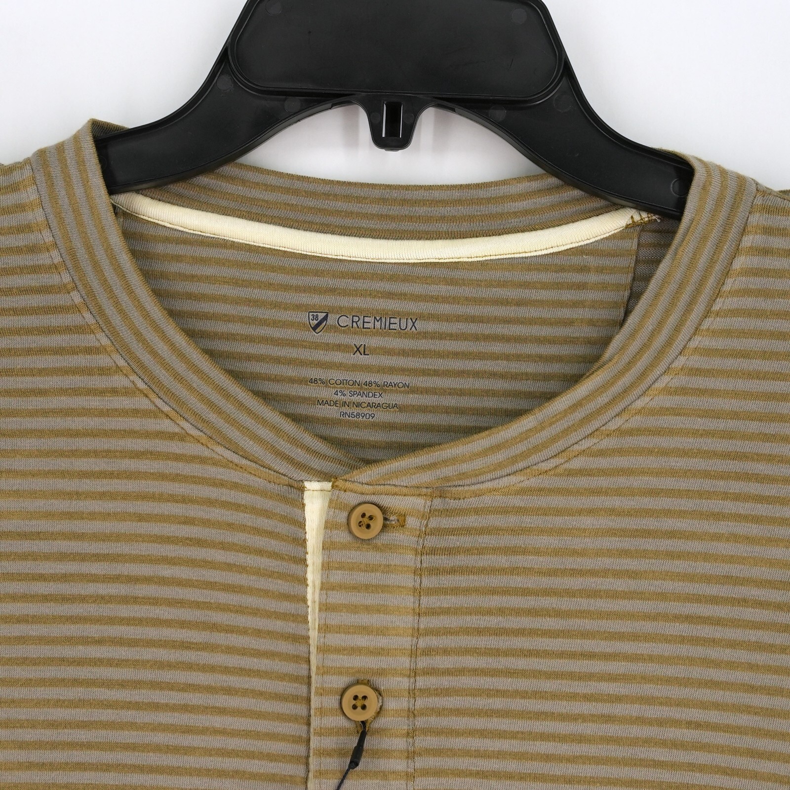 Cremieux Men's Long-Sleeve Henley Shirt XL Gold Gray Striped NWT FREE SHIPPING gallery
