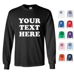 PERSONALIZED CUSTOM PRINT YOUR OWN TEXT ON A LONG SLEEVE T-SHIRT TEE MEN’S