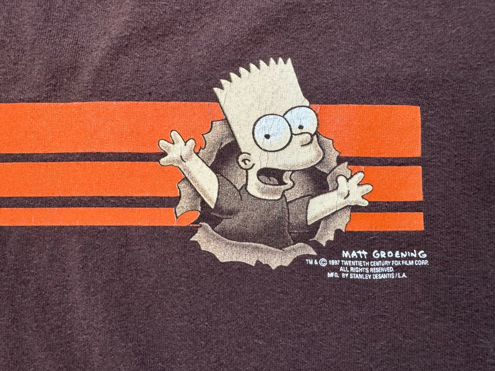 Vtg 1997 The Simpsons Stanley DeSantis Bart Simpson Brown T-shirt Size X-large gallery