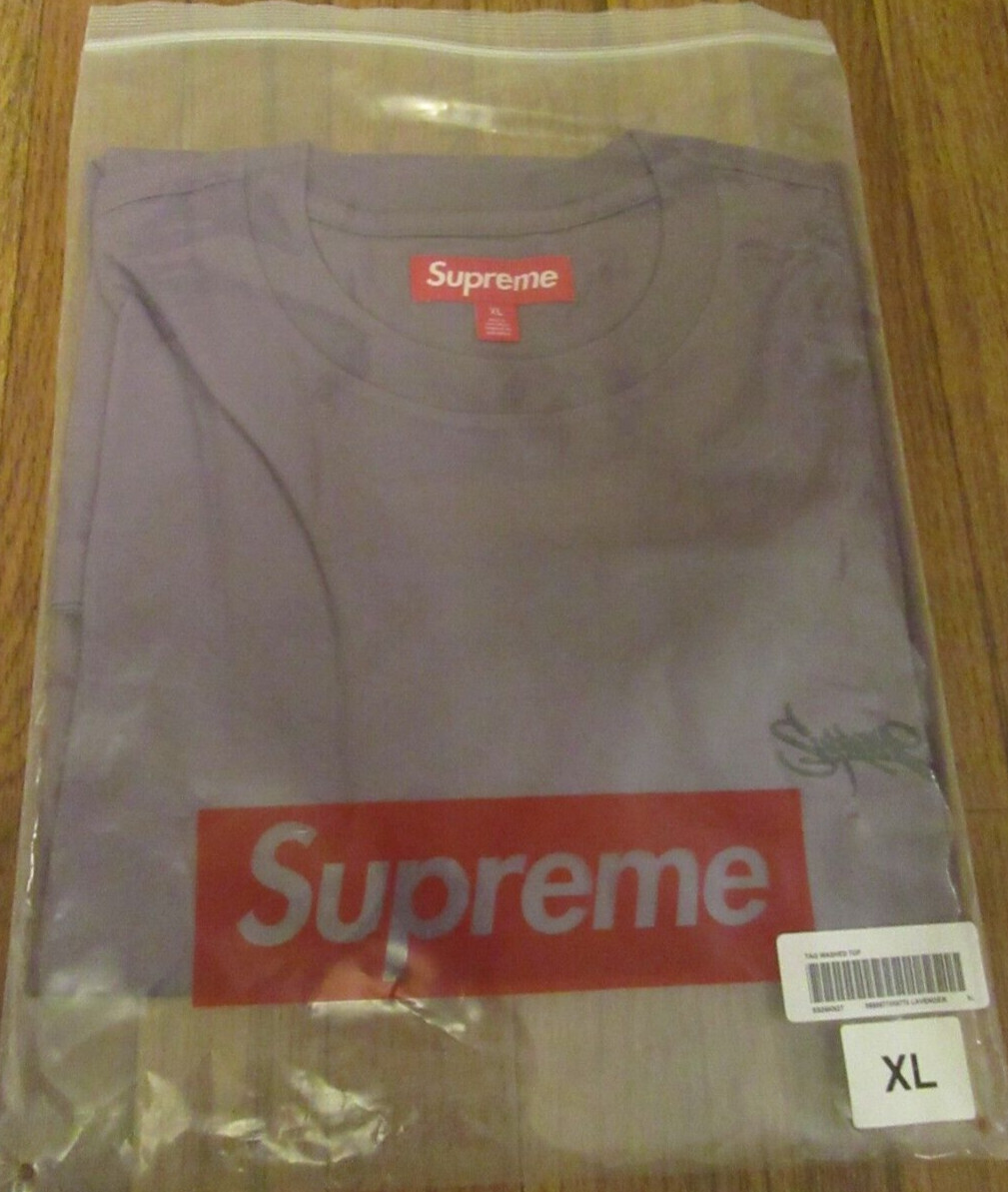 Supreme Washed Tag S/S Top Size XL Lavender SS24 Supreme New York 2024 Brand New