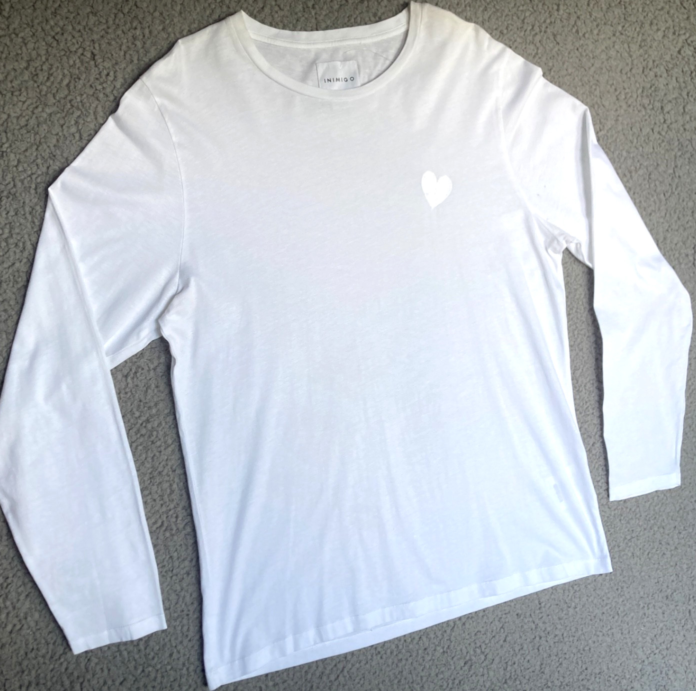 Inimigo Embroidered Heart Organic Mercerized Cotton Luxury Shirt Mens XXL White