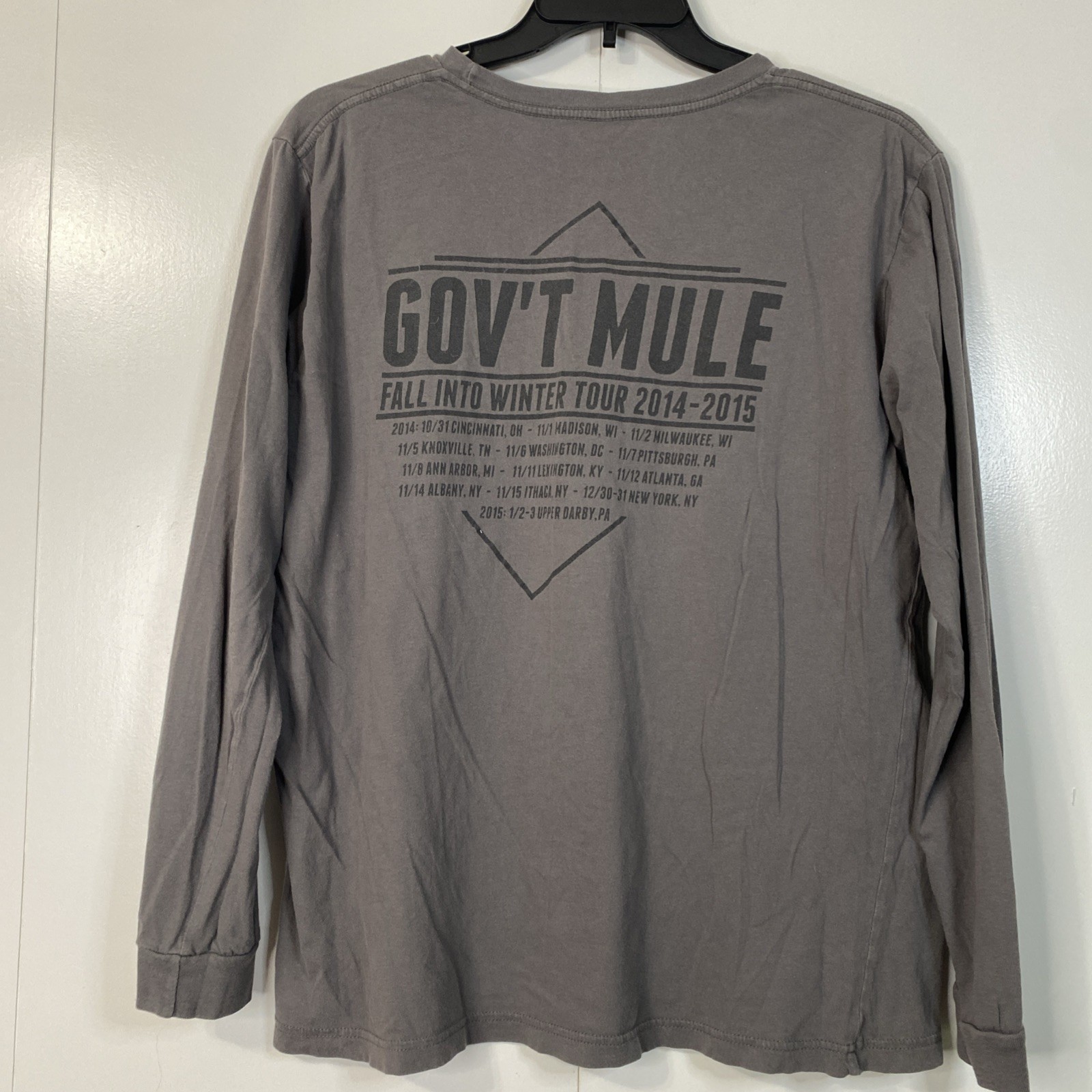 Government Mule Band T Shirt Long Sleeve Grey Light Weight Medium M Faded gallery