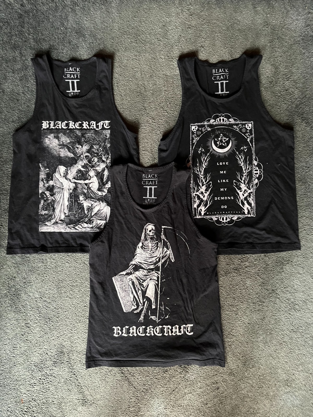 BLACKCRAFT Cult Muscle Shirts (3) Sz. Med. Gothic Devil Clothing Video Games gallery