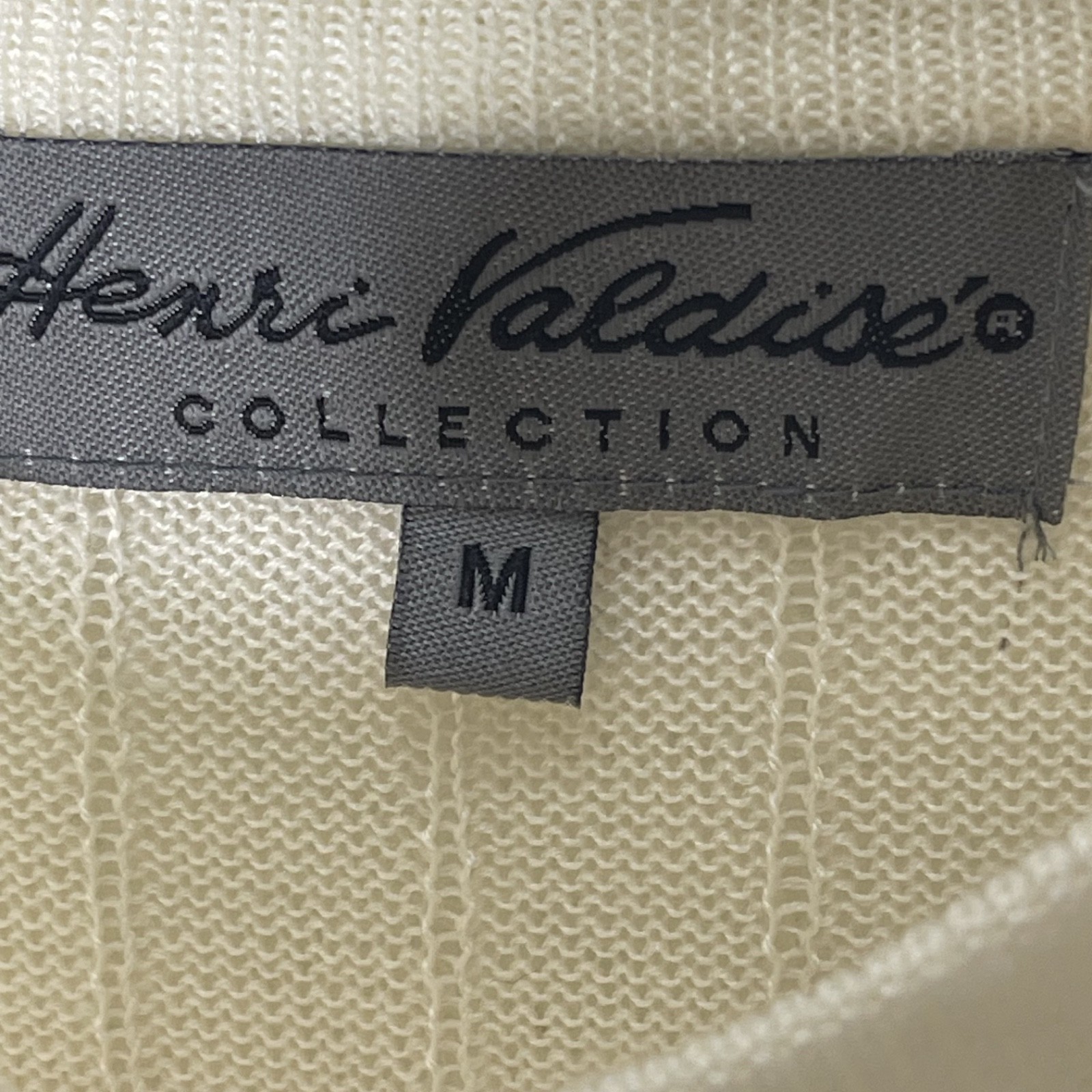 Vtg Henri Valdise Collection Short Sleeve Knit Shirt Mens Sz M Cream Semi Sheer gallery