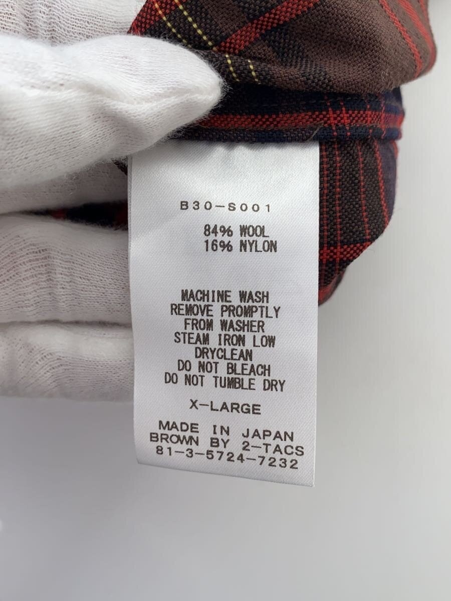 BROWN by 2 tacs Wool Nylon Heavy Oxford XL Wool RED Plaid B30 S001 gallery