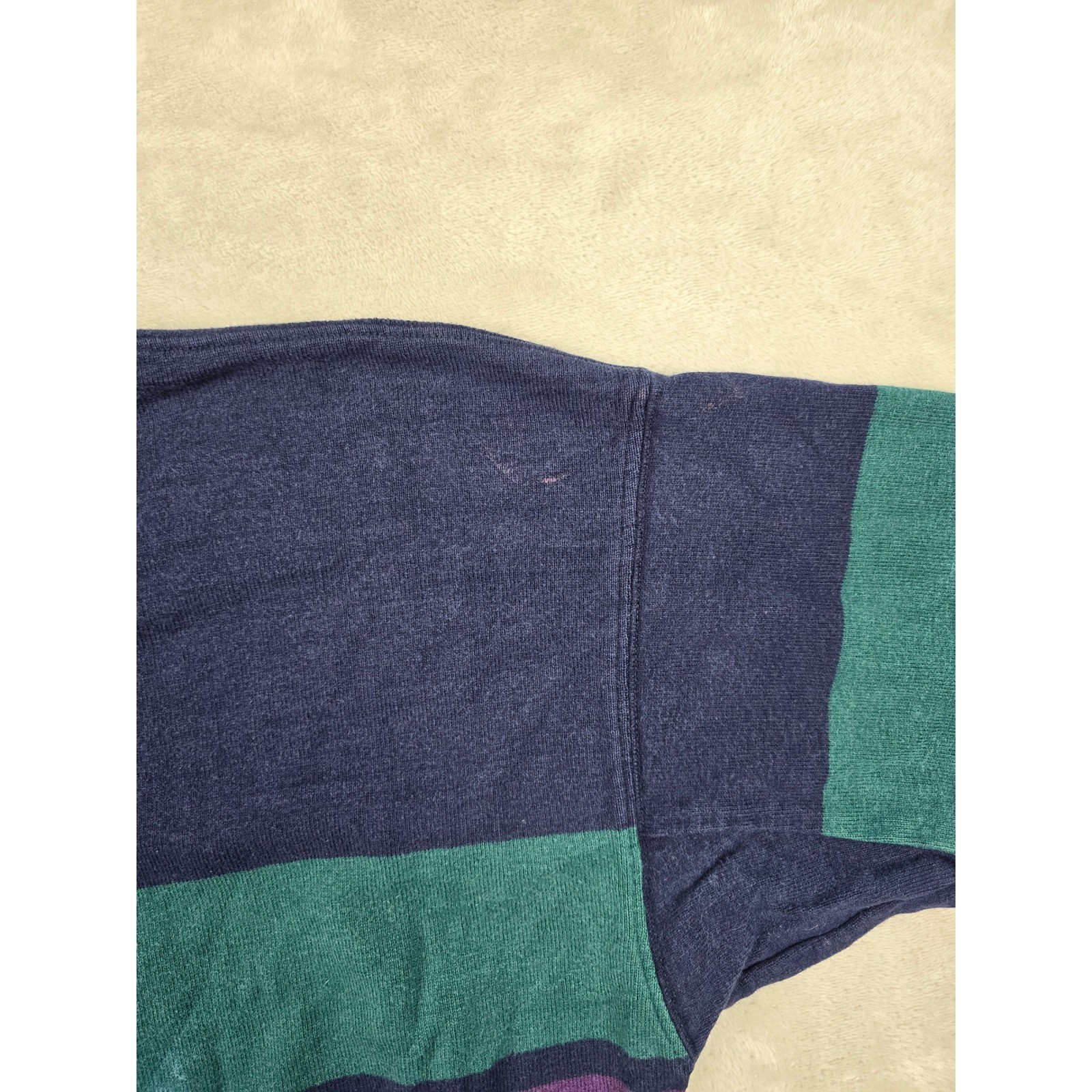 Vintage L.L. Bean Mock Neck Shirt Mens M Blue Striped Long Sleeve Made in USA gallery
