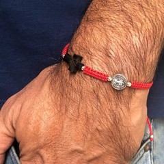 St Benedict Medal Adjustable Red String Protection Bracelet for Mens Pulsera …