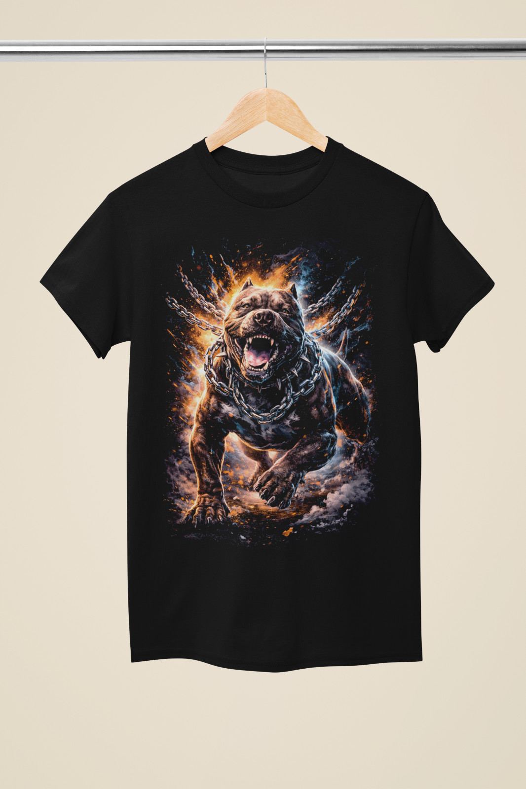 Fire & Storm Pitbull In Chains T-Shirt Unisex gallery