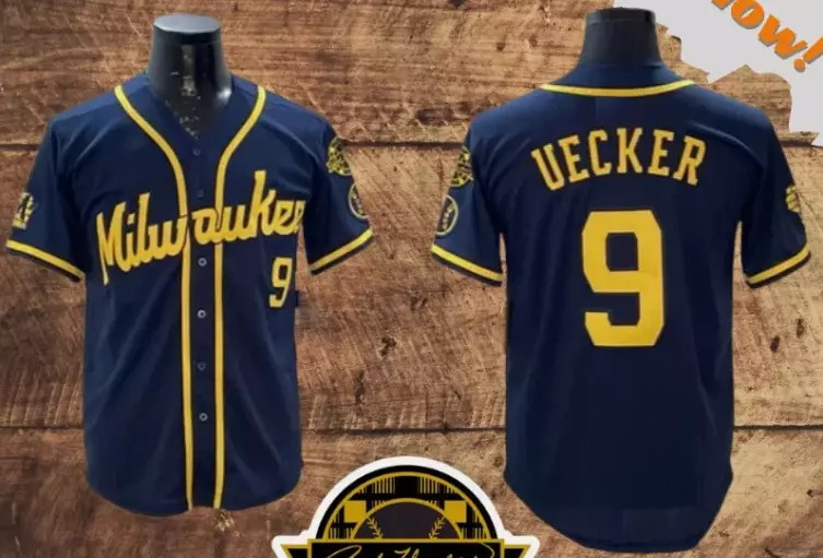 Bob Uecker Brewers Navy Bob Uecker Baseball Jersey All Size II2120