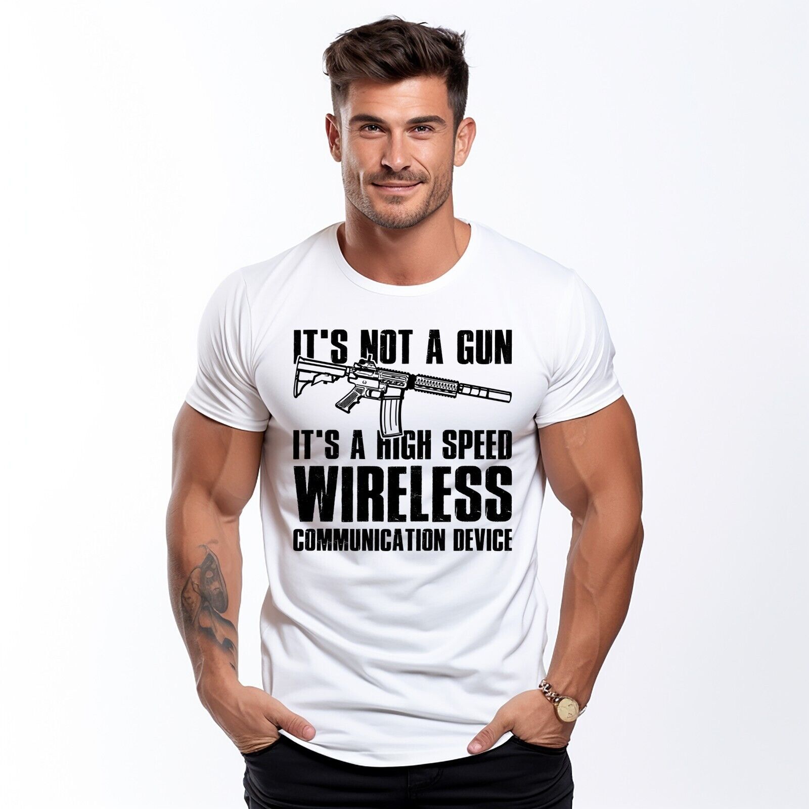 Mens Pro Gun 2nd Amendment USA T-Shirt It's Not A Gun Patriotic Shirts for Men gallery