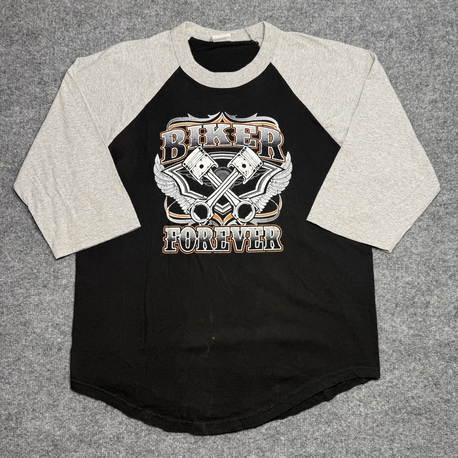 Vintage-style biker raglan baseball tee Size Large gallery