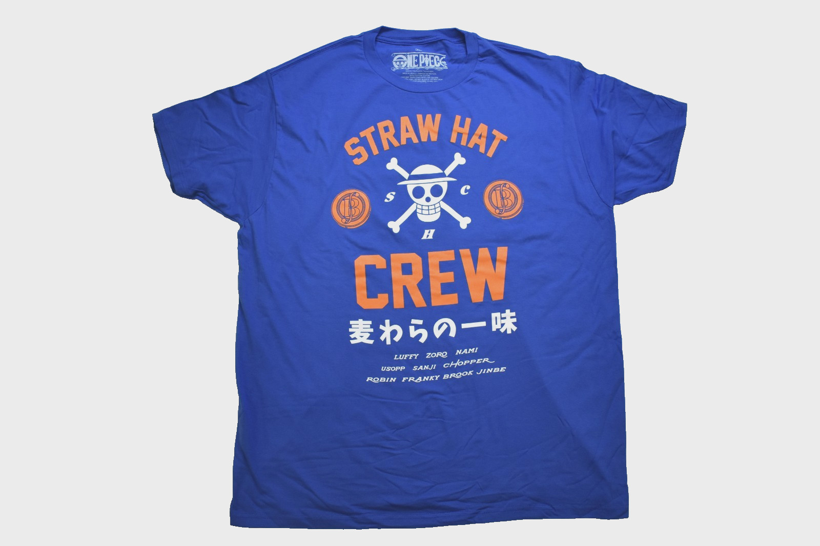 One Piece Skull Logo Straw Hat Crew Mens Blue Shirt New Small gallery