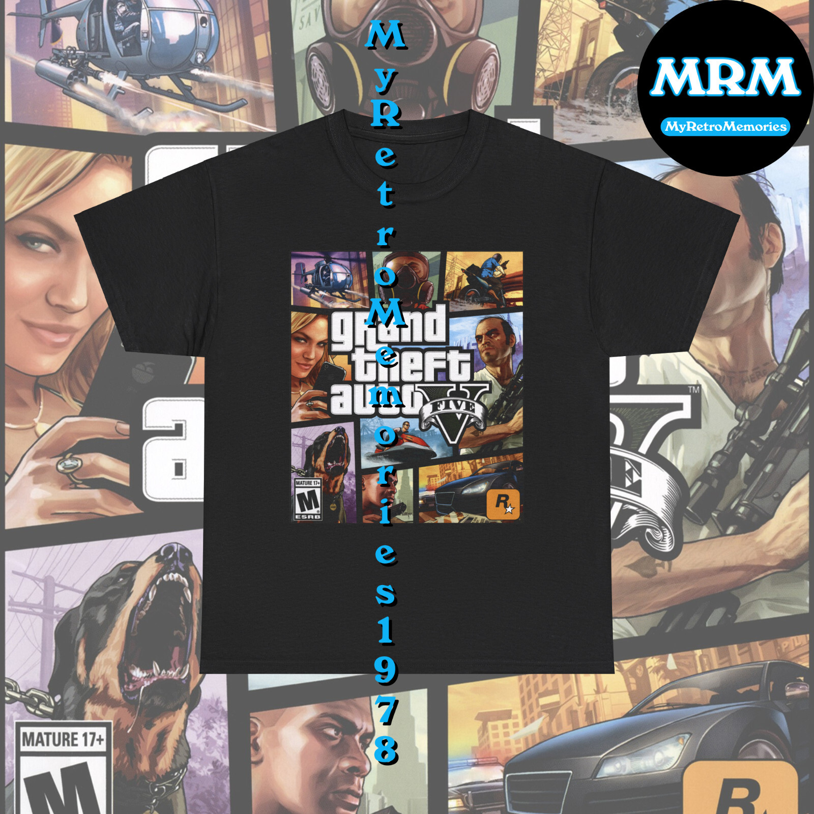 Grand Theft Auto V 5 GTA Box Art Design Black T-Shirt S-5XL New Lower Price!! gallery