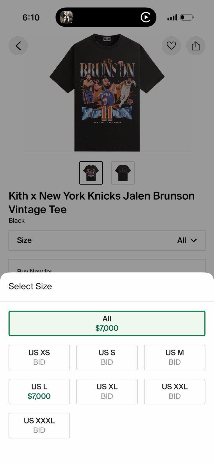 Jalen Brunson X kith Knicks Vintage Tee Shirt Size large gallery