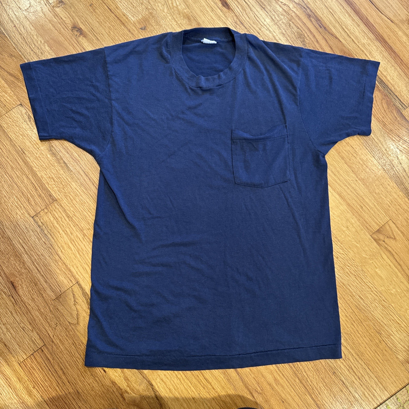 Fruit of the Loom Shirt Navy Single Stitch Pocket Size In Description Blank B1 gallery