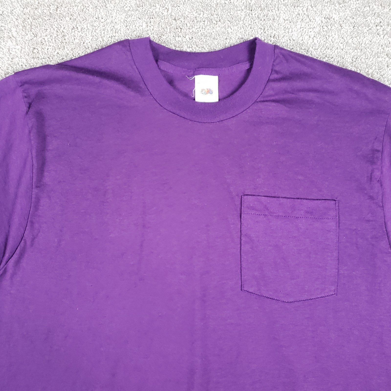 Vtg 90s Fruit of the Loom Shirt XXL Purple USA Made Single Stitch Pocket Tee NOS gallery