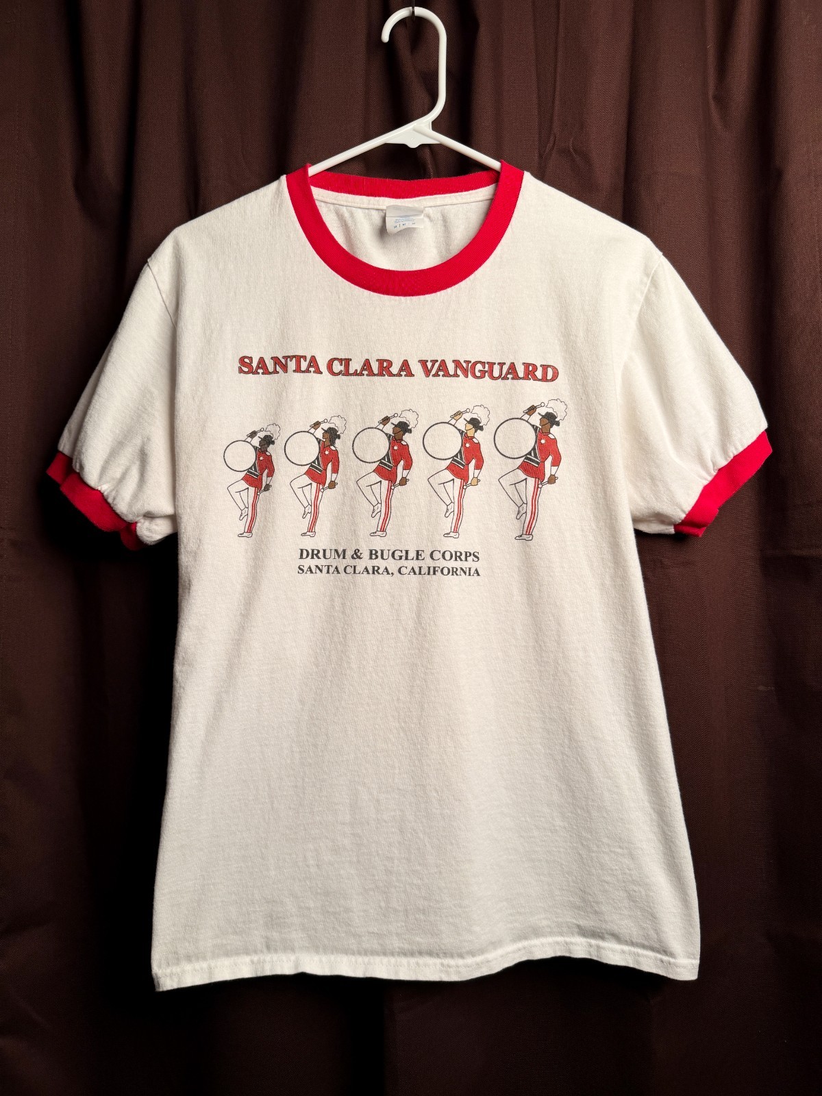 Santa Clara Vanguard SCV Retro Style Ringer T-Shirt Bass Drum Line Medium 2020s