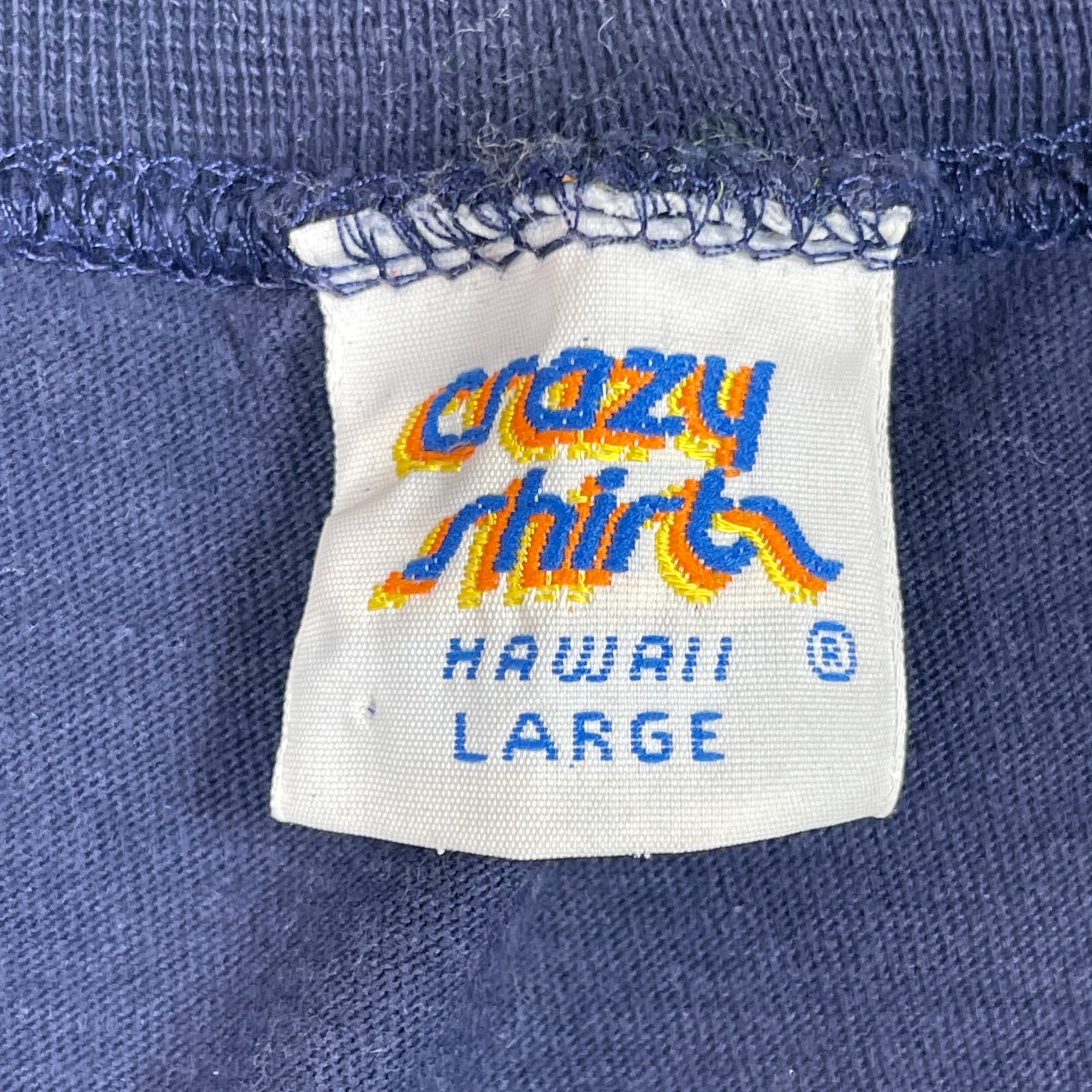 Vtg Crazy Hawaii T-Shirt Mens L Navy Fisherman Lives Forever Graphic Crew Neck gallery