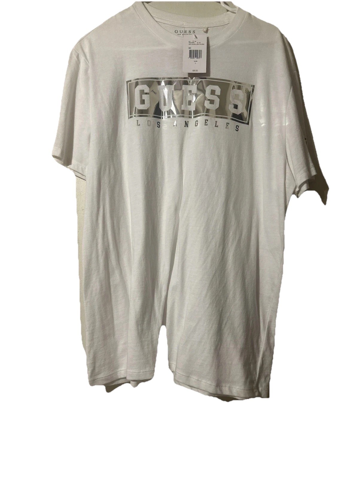 Guess Los Angeles White T shirt men Size L Reflective NWT gallery