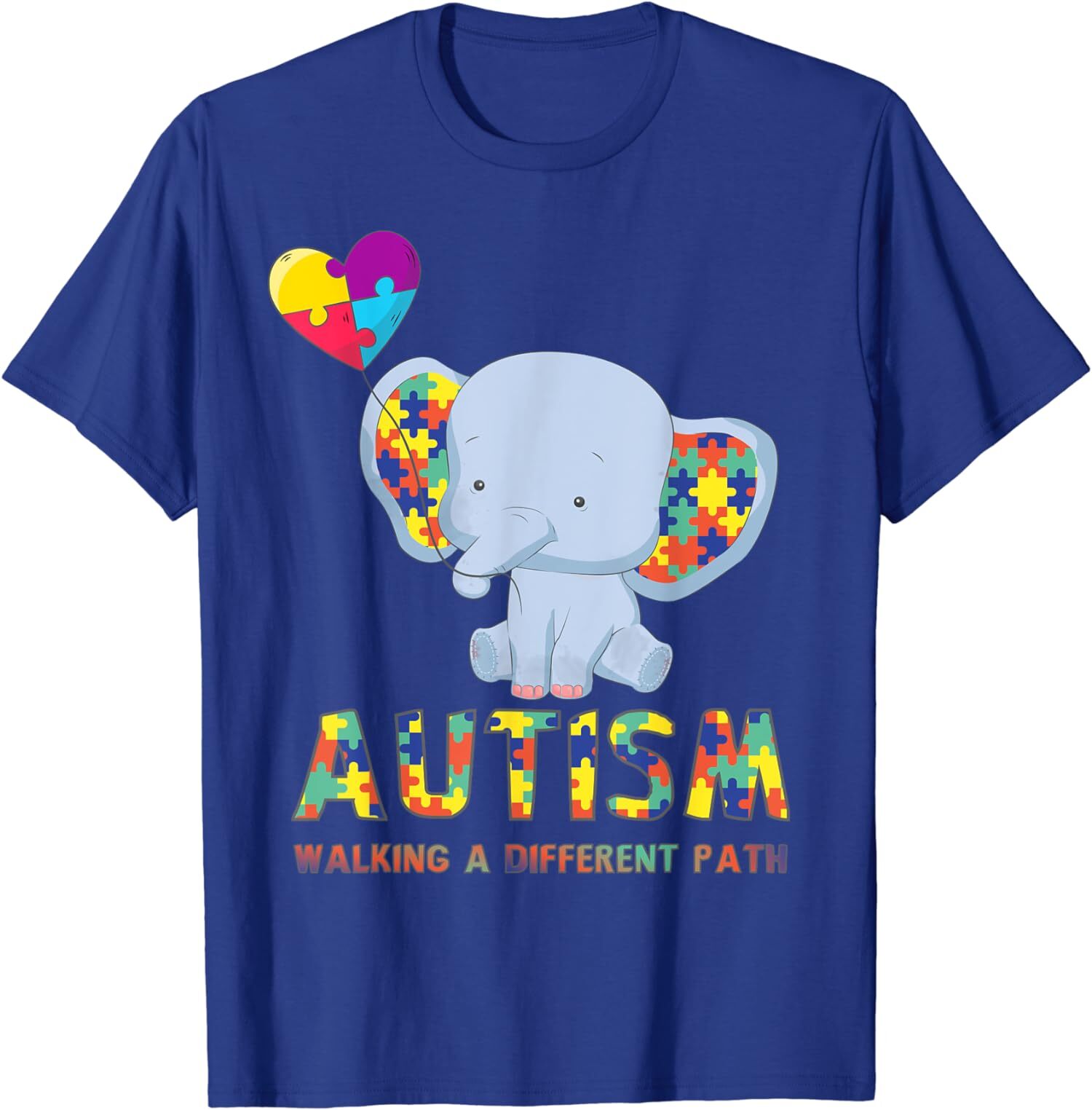 Autism Elephant Walking A Different Path Support Unisex T-Shirt gallery