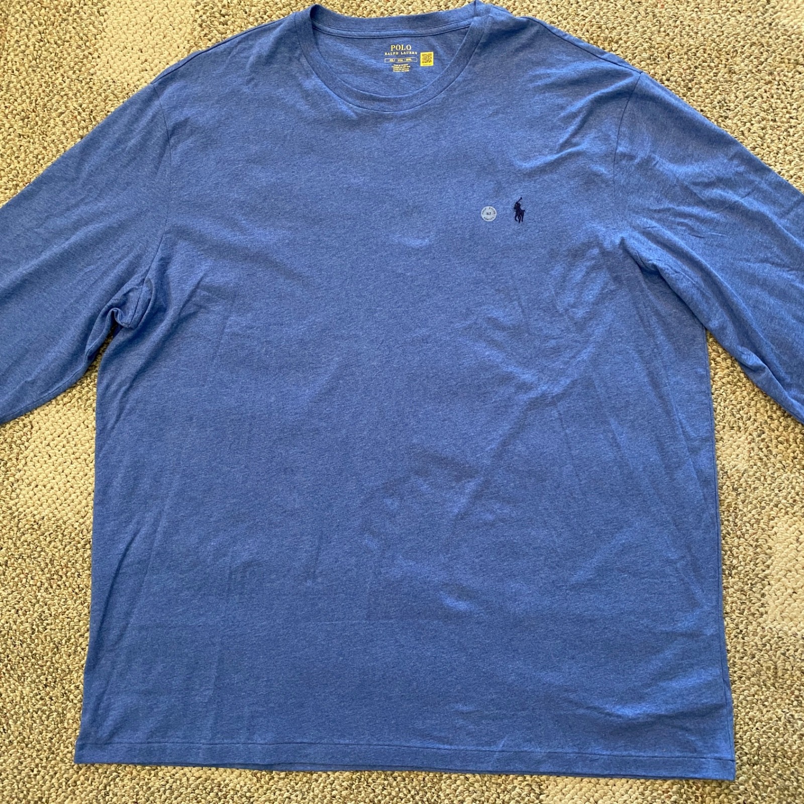 Polo Ralph Lauren T-Shirt Long Sleeve 100% Cotton Blue Mens Size 3LT TALL gallery
