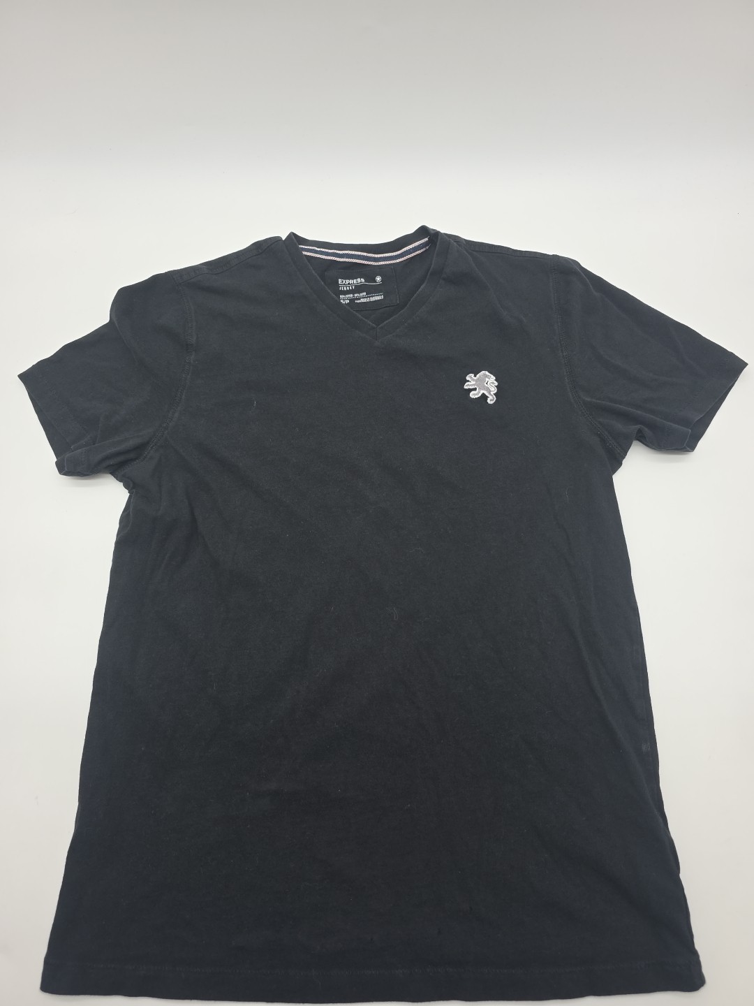 Express Jersey T-Shirt Men Small V-Neck Black Solid.#41392